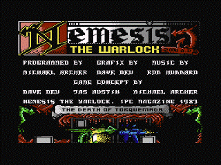 Nemesis: The Warlock title screen for Commodore 64